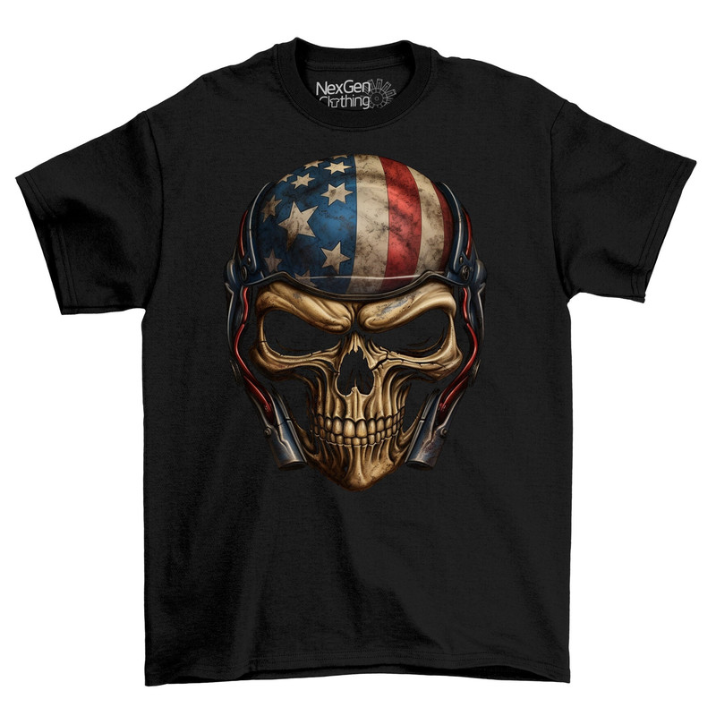 Biker Skull USA Flag Motorcycle Mens T-Shirt Tee Top Men's Black Cotton Shirt Mens Goth Fantasy Shirts Dark Graphic T-Shirts.jpg