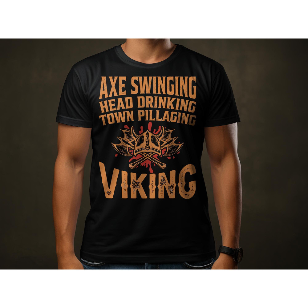 Axe Swinging Sumon Men's Cotton Black T-Shirt Adults Unisex Viking Themed Norse God Tee Shirt For Men - Mens Viking Birthday T-Shirt.jpg