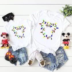 mickey christmas light shirt, holiday trip shirt, disneyworld shirt, custom disney shirts, disney trip