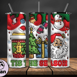 Christmas 20oz Tumbler Wrap PNG, Christmas 3D Inflated Puffy Tumbler Wrap Png, Grinchmas 20oz Png 43