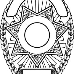 blank police badge 27 vector file black white vector outline or line art file