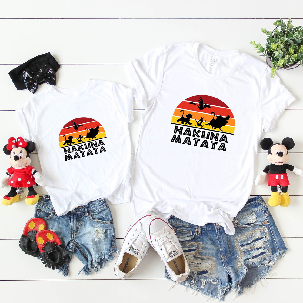 Retro sunset hakuna matata shirts, Animal kingdom shirt, Disney vacation shirt, mickey cheetah shirt. matching family shirt.jpg