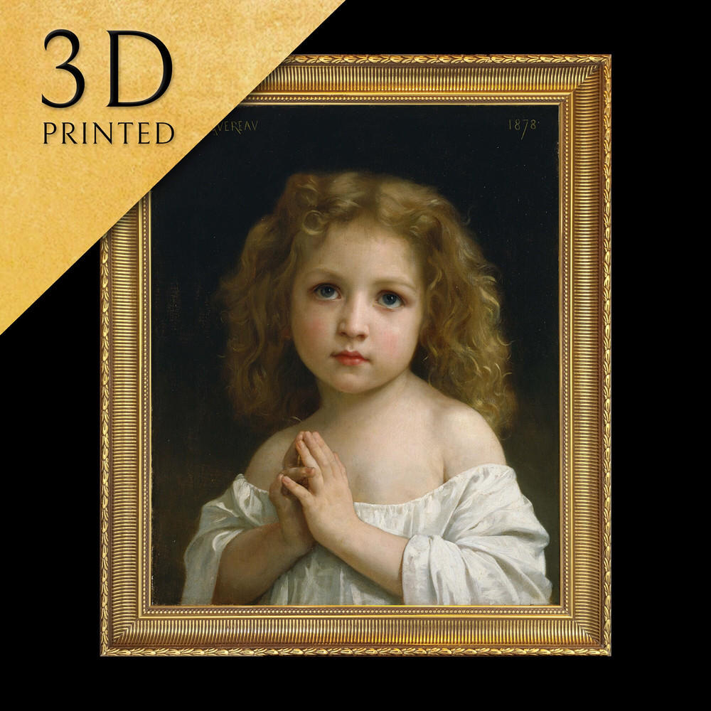 Little Girl by William-Adolphe Bouguereau, 3d Printed with texture and brush strokes looks like original oil-painting, code327.jpg