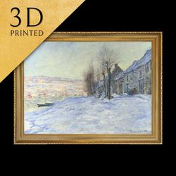 lavacourt under snow by claude monet, 3d printed with texture and brush strokes