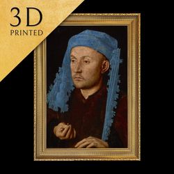 man in a blue cap by jan van eyck, 3d printed with texture and brush strokes loo