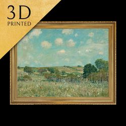 meadow by alfred sisley, 3d printed with texture and brush strokes looks like or