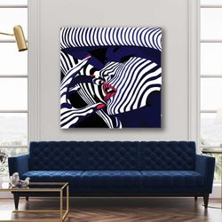 model with red lipstick and nail polish line shadows illustration roll up canvas, stretched canvas art, framed wall art