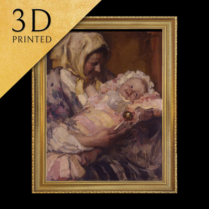 Mother and Child by Hans Looschen, 3d Printed with texture and brush strokes looks like original oil-painting, code285.jpg