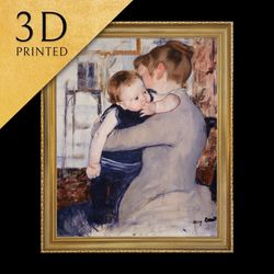 mother and child by mary cassatt, 3d printed with texture and brush strokes look