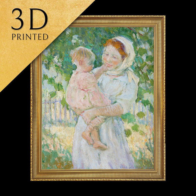 Mother and Child in the Garden by Ada Walter Shulz, 3d Printed with texture and brush strokes looks like original oil-painting, code273.jpg