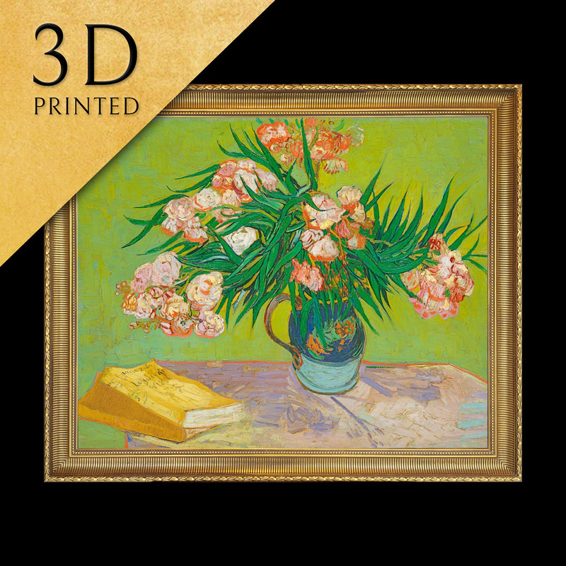 Oleanders by Vincent Van Gogh, 3d Printed with texture and brush strokes looks like original oil-painting, code074.jpg