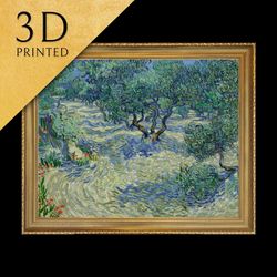olive orchard by vincent van gogh, 3d printed with texture and brush strokes loo