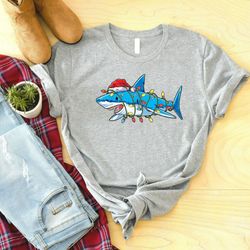 Christmas Shark Lights Shirt, Christmas Shirt, Funny Christmas Shirt, Christmas Gift Shirt, Christmas Gift For Her