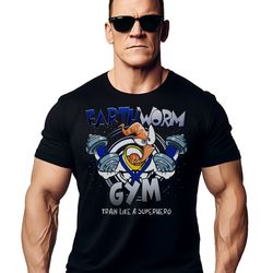 earth worm gym t-shirt for men fun tv, movie & cartoon themed workout training top perfect for fitness and pop culture f