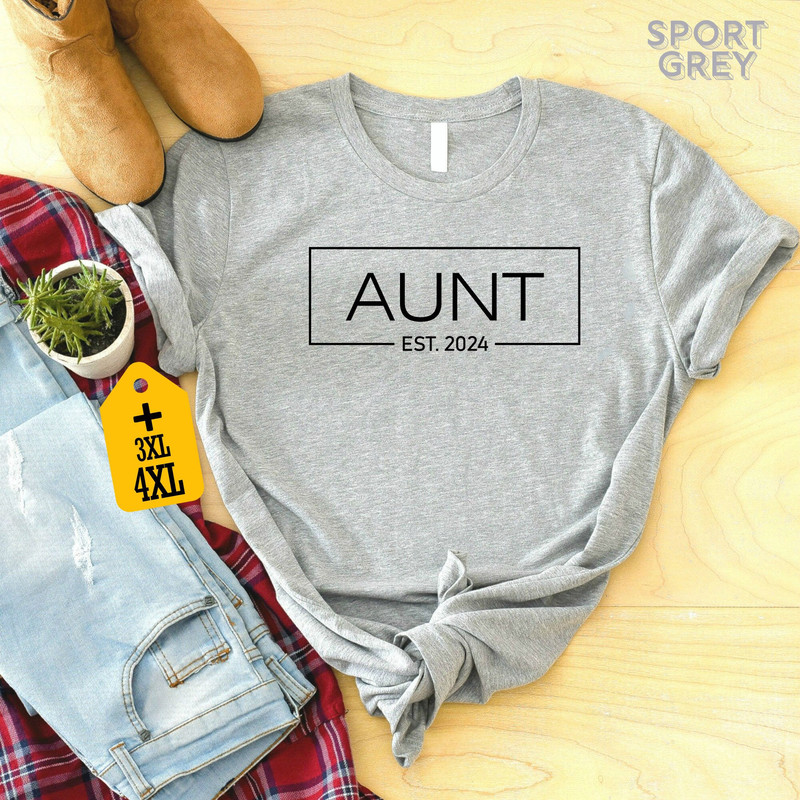Aunt Est 2024 Shirt, Promoted To Aunt Shirt, Baby Announcement Shirt, New Aunt Shirt, Gift For Aunt, Matching Family T-Shirt, Auntie Tee.jpg