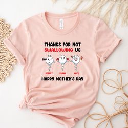 thanks for not swallowing us shirt, custom kids name shirt, funny mothers day shirt, cute mom gifts, personalized mom sh