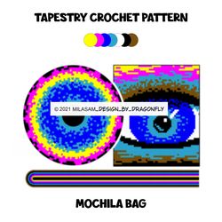 PATTERN: Tapestry crochet bag / wayuu mochila bag // Hamsa Evil Eye - 972