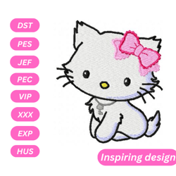 kitty cat machine embroidery design, digital files, instant download