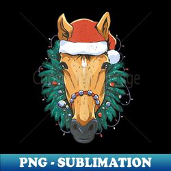 Christmas Horse Santa Hat Western Horseback Riding Cowgirl - High-Quality PNG Sublimation Download - Unleash Your Creativity