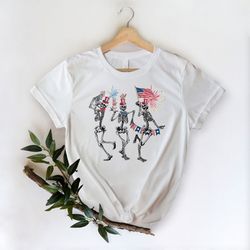 fourth of july shirt, 4th of july skeleton dancing shirt, funny 4th of july shirt, skellies shirt, american flag shirt,