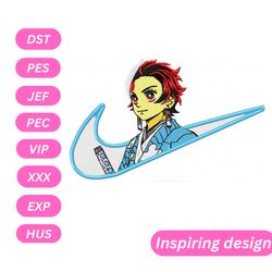 swoosh x tanjiro anime embroidery design, digital files, instant download
