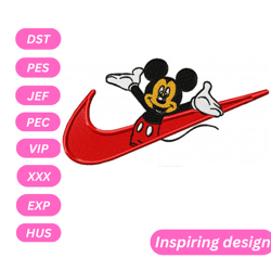swoosh cute mouse embroidery design, digital files, instant download
