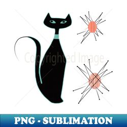 retro kitty sitting next to textured starbursts - aesthetic sublimation digital file - capture imagination with every detail