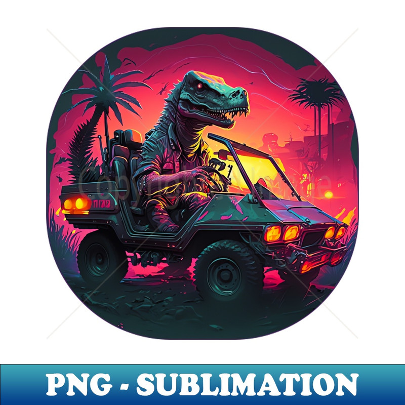 BX-8902_Dinosaurs Drive Jeep Car in the Red Sky  Unique Graphic Design 2643.jpg