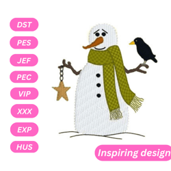 snowman machine embroidery design, digital files, instant download