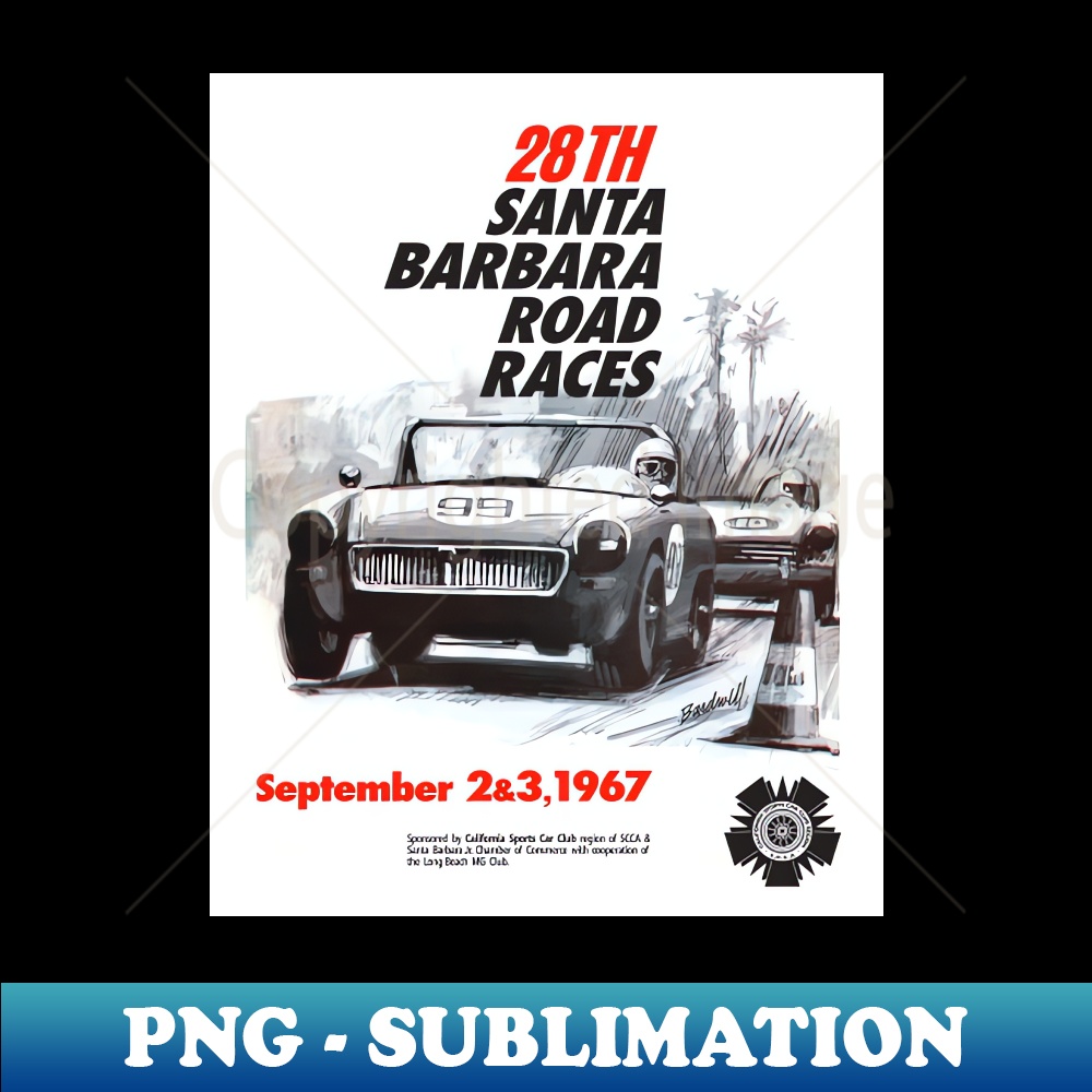 CO-178_28th Santa Barbara Road Races 1967 retro vintage racing poster 5917.jpg