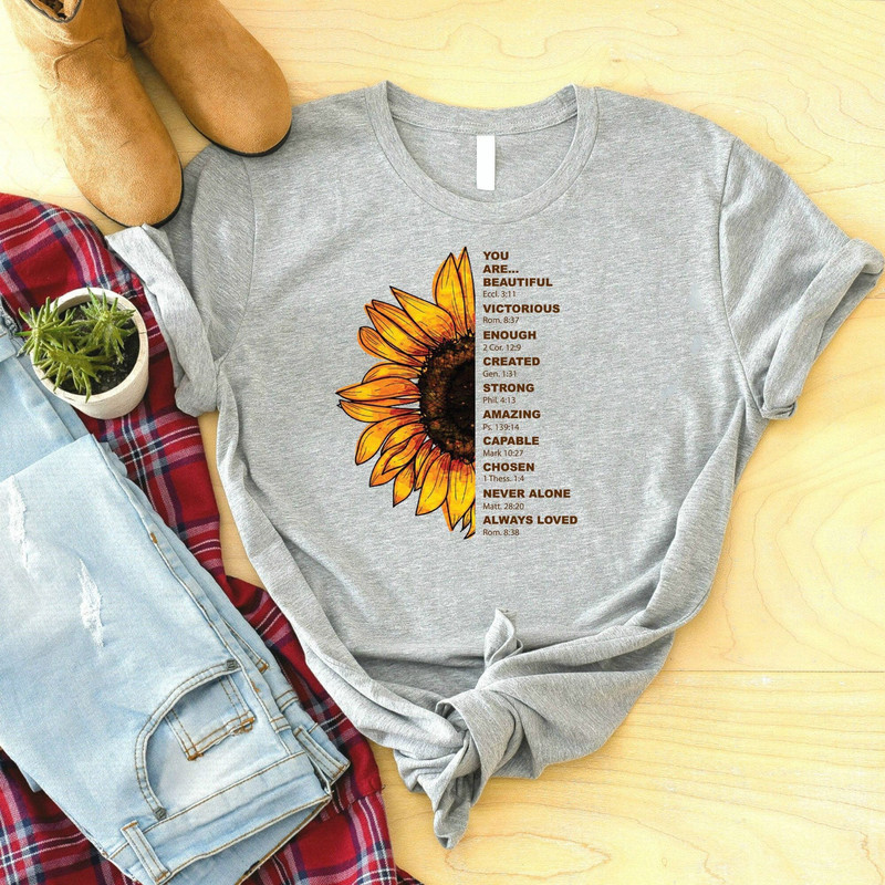 Sunflower Bible Verse Shirt For Christian Women, Christian Clothing, Religious Shirt, Faith Shirt, Jesus Shirt, Mother's Day Shirt.jpg
