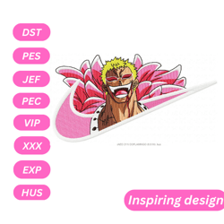 anime swoosh doflamingo embroidery design, digital files, instant download