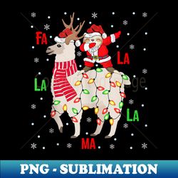 xmas lights dabbing santa sloth riding llama christmas - sublimation-ready png file - stunning sublimation graphics