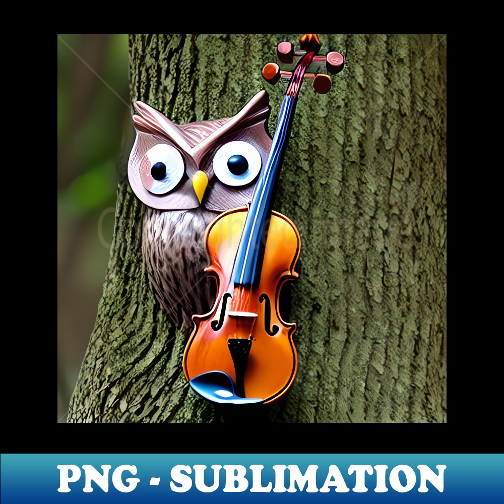 EW-1831_An Owl Appearing Out From A Tree With Violin By Its Side 5603.jpg