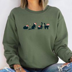black cat christmas sweatshirt, funny christmas sweater, cute cat sweatshirt, xmas party shirt, christmas gift, merry ch