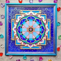 Shri Shani Saturn Yantra Vedic astrology Original Meditation art Sacral geometry Yoga Tantra Vastu Handpainted Vegan