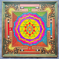 Shri Yantra Vedic astrology Original Meditation art Sacral geometry Yoga Tantra Vastu Handpainted wall decor Vegan