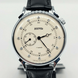 Vostok Prestige 2403 Shifted Second Beige Dial Phianite Cubic Zirconia 581592 New Vintage style mechanical watch