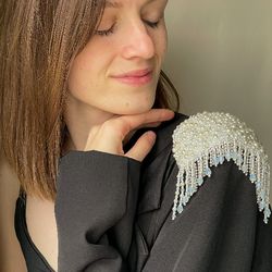 pearl epaulettes bridal shoulder cape sleeves wedding epaulettes crystal bridal straps rhinestone epaulettes pearl shoul