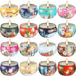 immerse in holiday bliss! set of 16 christmas scented candles - a festive aromatherapy gift for cozy christmas decor!