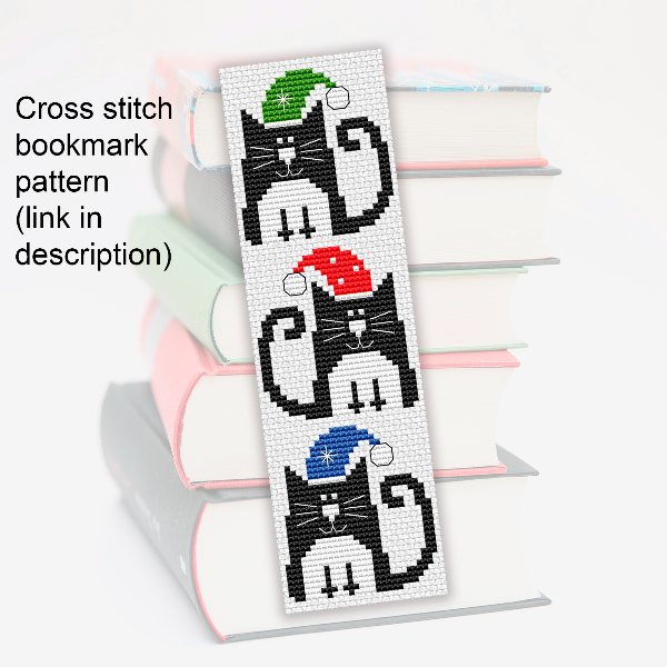 cross stitch bookmark pattern Christmas cats