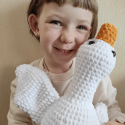 Knitted soft gosling toy, crochet toy