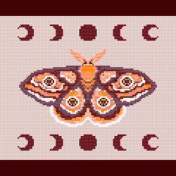 moth cross stitch pattern pdf, gothic luna moth crossstitchart instant download