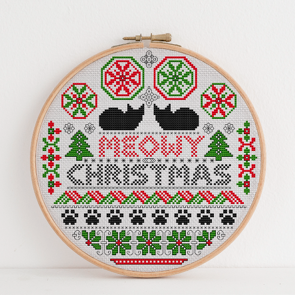 Cats Christmas cross stitch pattern