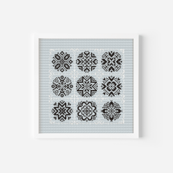 Snowflake Christmas Ornament Cross Stitch Pattern, Set of 9 Snowflakes Hand Embroidery for a Card or Christmas Tree