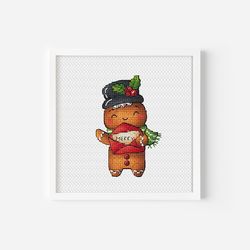 Christmas Gingerbread Man Cross Stitch Pattern PDF, Xmas Hand Embroidery, DMC Printable Chart PDF Digital File