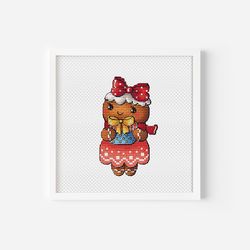 Cheerful Gingerbread Girl with a Gift Cross Stitch Pattern, Holiday Craft Pattern, Festive Xmas Hand Embroidery Project