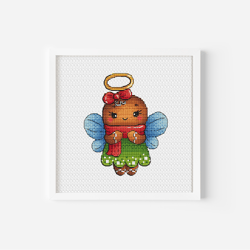 Gingerbread Angel Cross Stitch Pattern PDF, Christmas Cross Stitch Instant Download, Holiday Decor Hand Embroidery