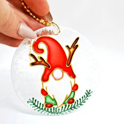 Suncatcher Stained Glass paints Christmas gnome Home decoration New Year's gift