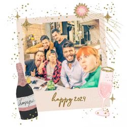 "Cheers in a Snap: Polaroid Champagne New Year Card"